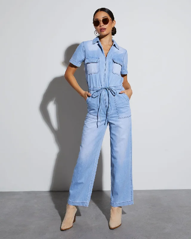 Women's Plus-Size Casual Outfit Izzie Denim Pocketed Jumpsuit