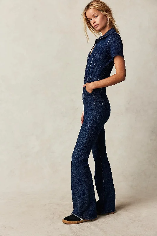 Women's Evening Attire Free People Jayde Flare Jumpsuit in Night Sky