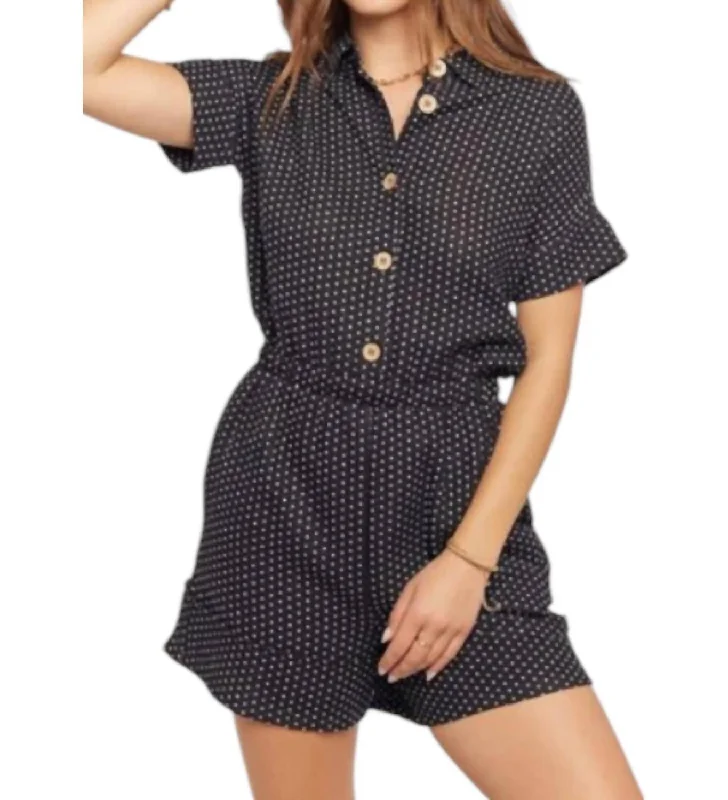 Women's Festive Attire Tenley Dot Romper In Black