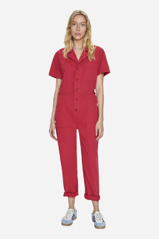 Vintage-Inspired Women's Apparel Pistola Grover Jumpsuit in Rouge