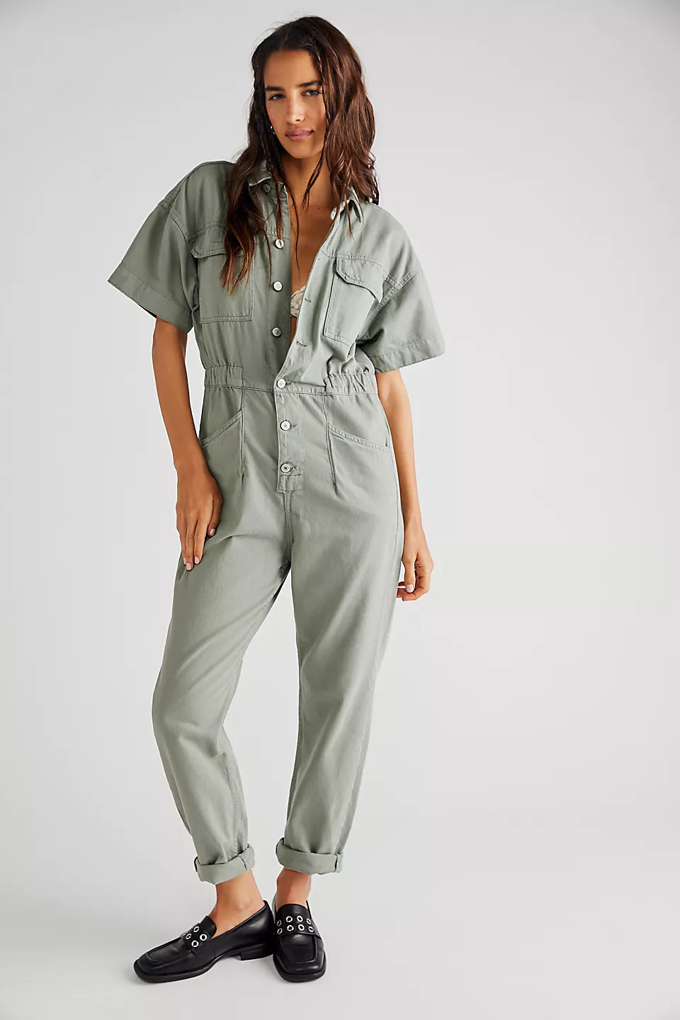 Women's Outerwear Apparel Free People Marci Jumpsuit in Washed Army