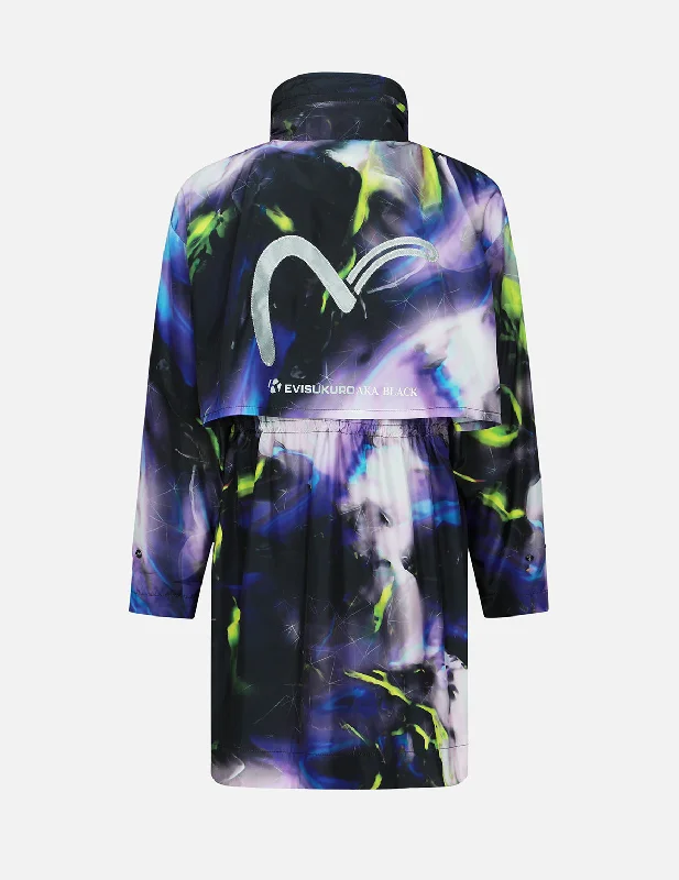 Women's Clothing For Work Abstract Print Hooded Wind Coat