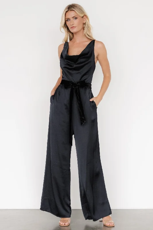 Charming Everyday Clothing For Women Rebel Satin Jumpsuit | Black