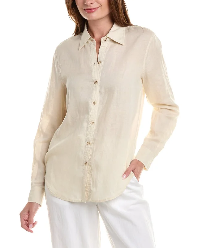 Women's Cozy Outfit For Lounging Onia Air Linen-Blend Classic Oversized Button Down