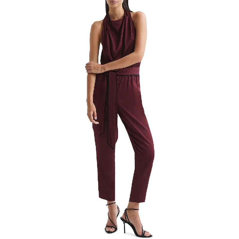 Timeless Women's Garments Womens Linen Blend Sleeveless Jumpsuit