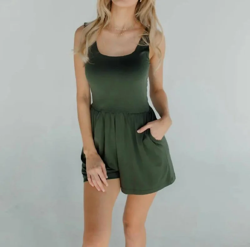 Women's Apparel And Garments Camila Tank Romper In Green