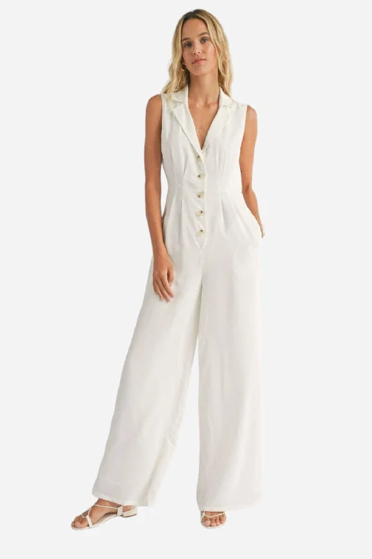 Chic Clothes For Women Sadie & Sage The Classics Button Front Jumpsuit in White