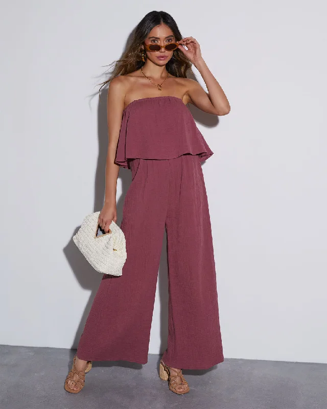 Women's Outfit For The Office Work And Play Strapless Relaxed Jumpsuit