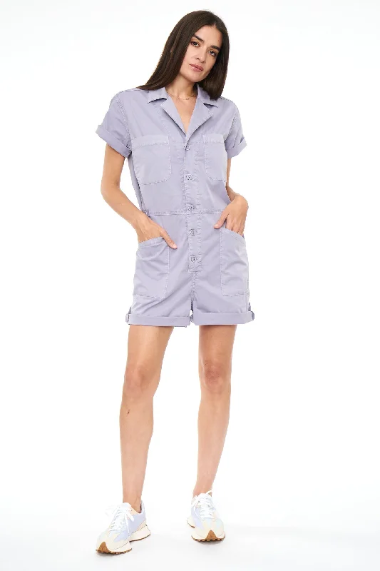 Women's Luxury Apparel Pistola Parker Short Sleeve Romper in Plumeria