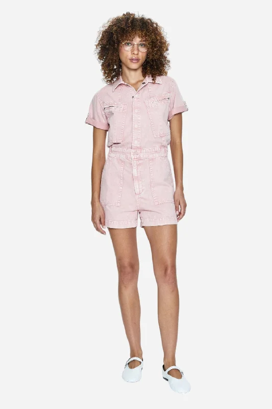 Women's Athletic Clothes Pistola Campbell Short Sleeve Romper in Rose Quartz