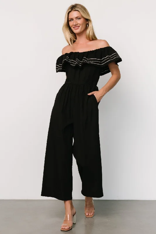 Women's Athletic Outfit Reyna Off Shoulder Jumpsuit | Black