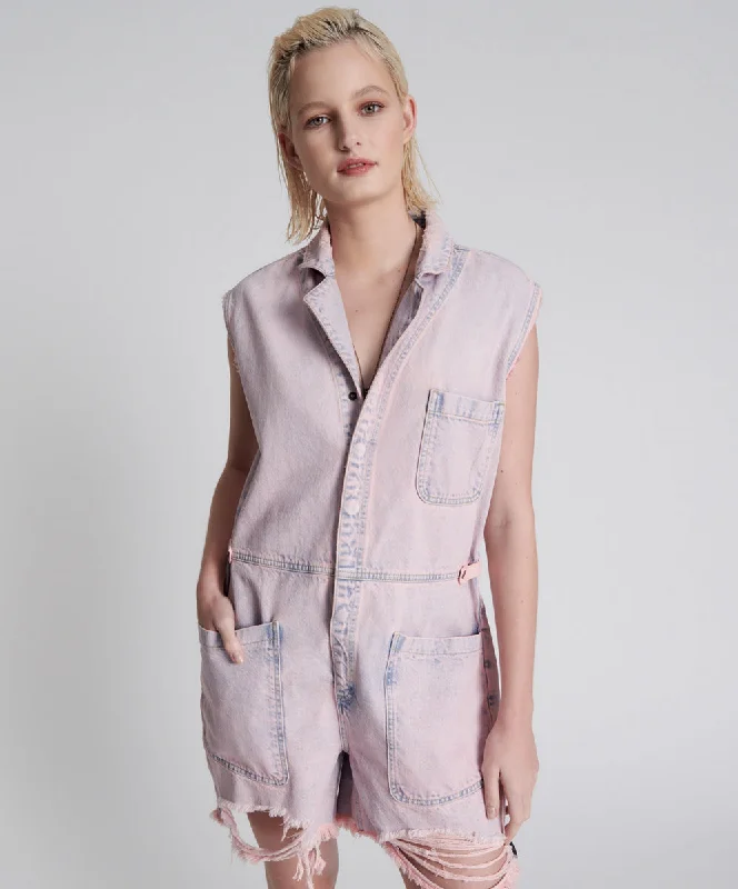 Women's Chic Apparel Palisades Denim Overalls - Pink Haze