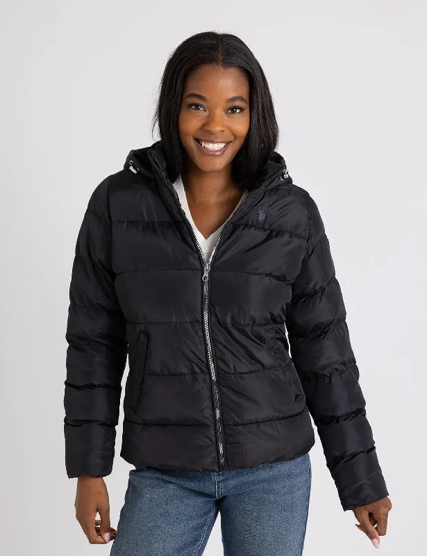 Casual Chic Clothing For Women COZY HOODED CONTRAST PUFFER JACKET