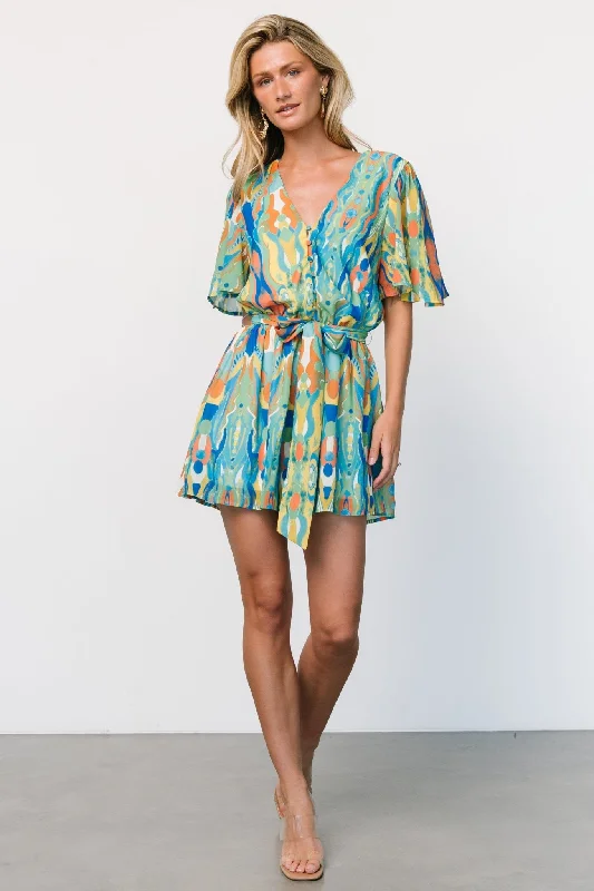 Stylish And Comfortable Clothing For Women Gibson Romper | Blue + Green Multi