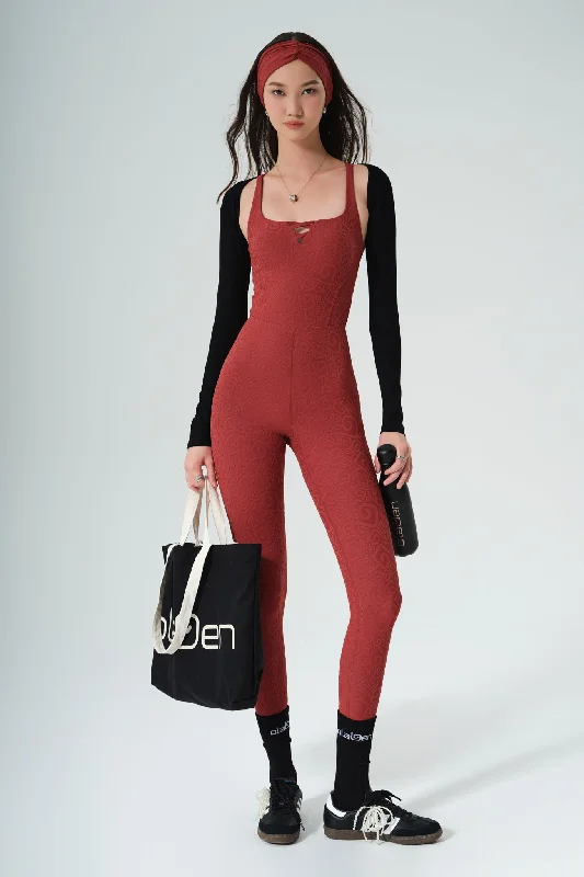 Women's Activewear Apparel Risha 3D Jumpsuit - Merlot