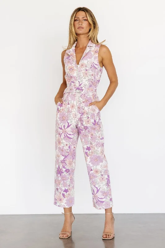 Women's Holiday Clothing JoJo Sleeveless Jumpsuit | Purple Floral