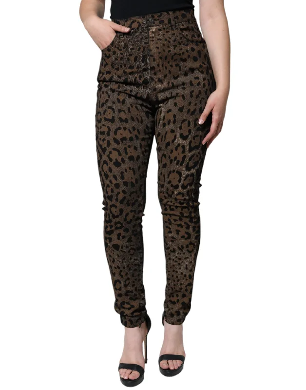 Affordable Women's Garments Dolce & Gabbana  Leopard Cotton Skinny blue Women's Jeans