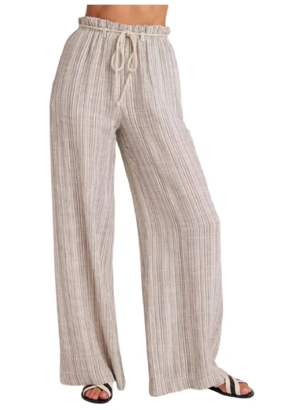 Women's Party Outfit Drawcord Wide Leg Pants In Beige