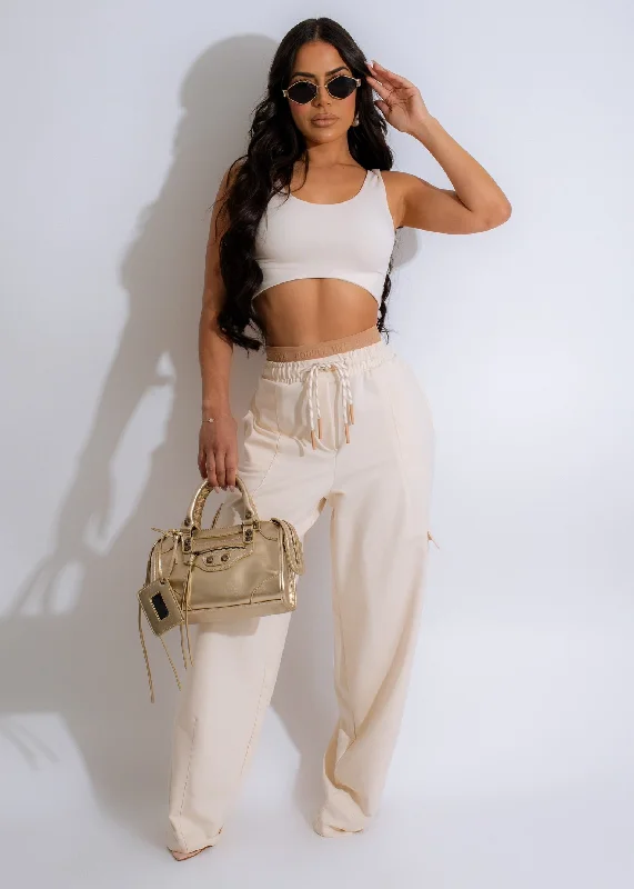 Women's Chic Outfit Her Time Cargo Pants Nude