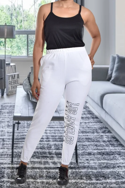 Women's Holiday Clothing Ladies Letter Graphic Off White Track Pants