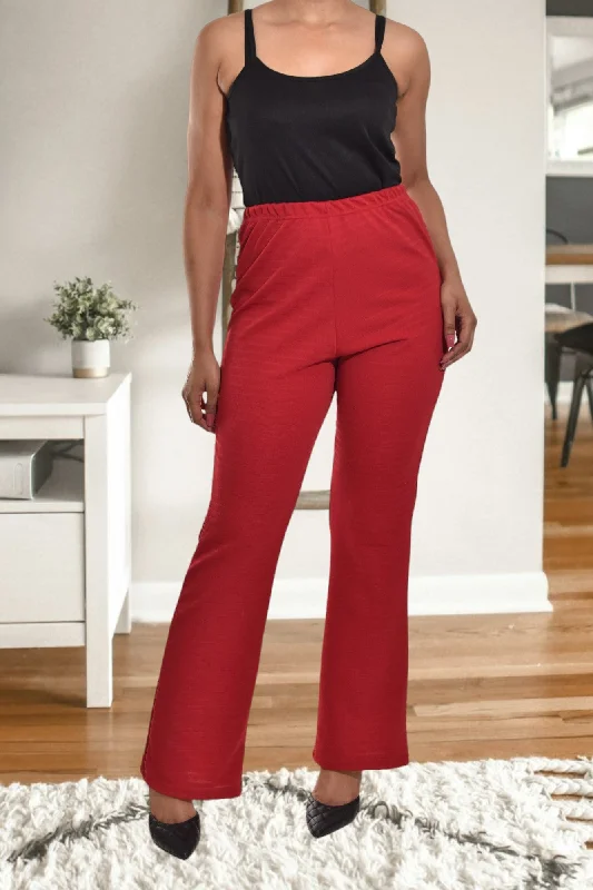 Women's Sporty Clothes Ladies Red Stretch Pants