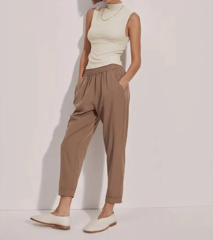 Women's Wedding Apparel Oakland Turn-Up Taper 25" Pant In Taupe Stone