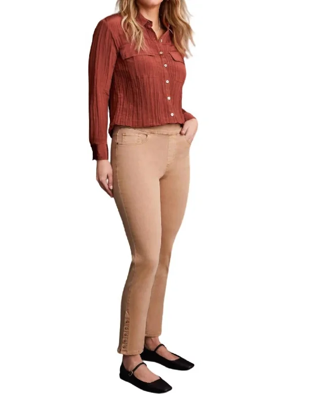 Women's Tops And Clothing Pull On Ankle Pants In Tan